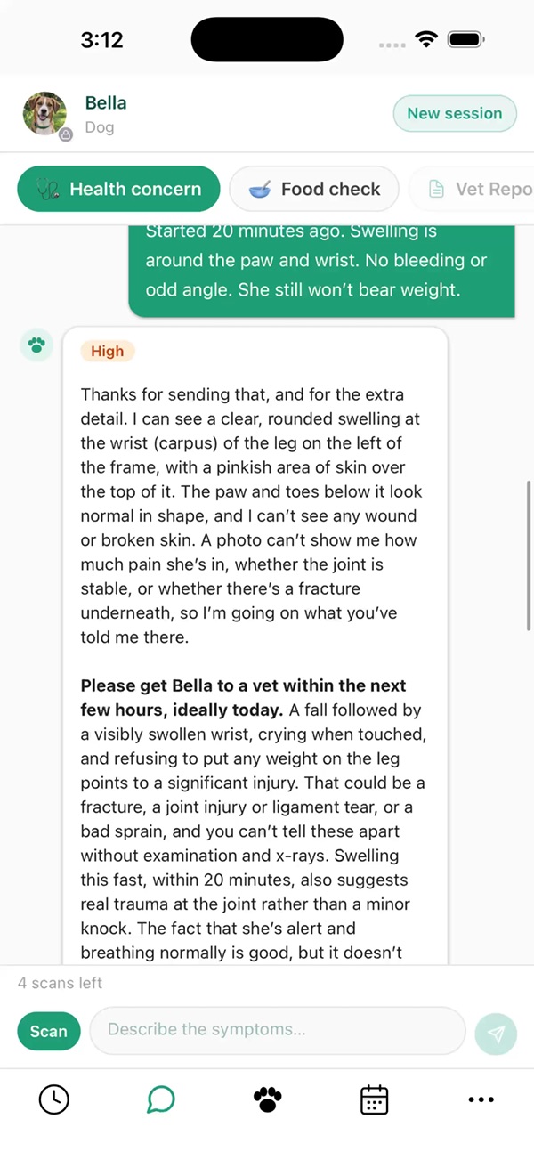 Preview of Ask a health question and scan an injury